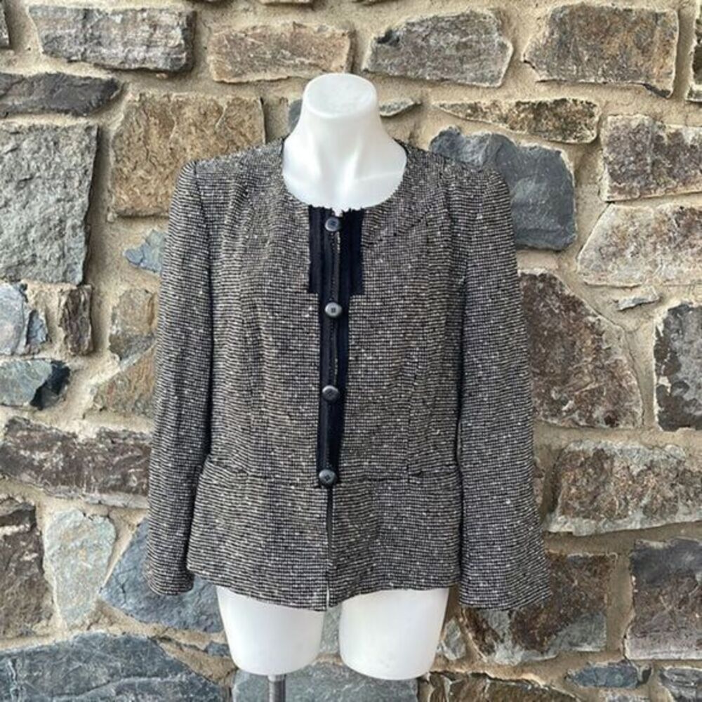 Armani Collezioni Spotted Peplum Blazer Jacket in Black & White Size 14